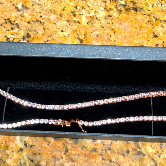 Rare Newcreated sapphire tennis 17 inches rose gold 18 k gold plated